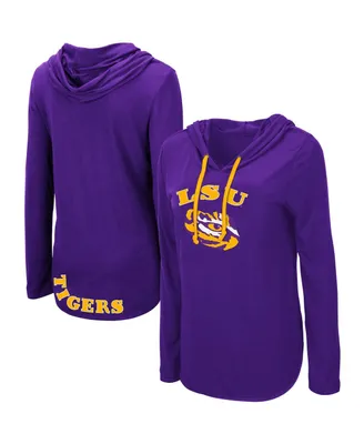 Women's Colosseum Purple Lsu Tigers My Lover Lightweight Hooded Long Sleeve T-shirt