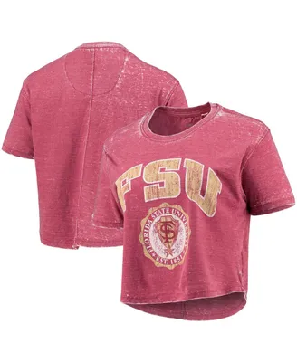 Women's Garnet Florida State Seminoles Edith Vintage-Like Burnout Crop T-shirt