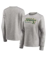 Women's Heathered Gray Oakland Athletics Crew Pullover Sweater