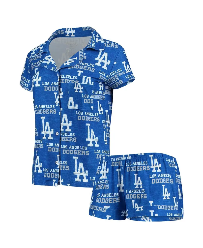 Concepts Sport Women's Royal New York Mets Zest Allover Print Button-Up Shirt and Shorts Sleep Set