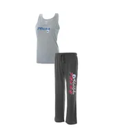 Women's Heathered Gray, Charcoal Philadelphia 76ers Plus Tank Top and Pants Sleep Set