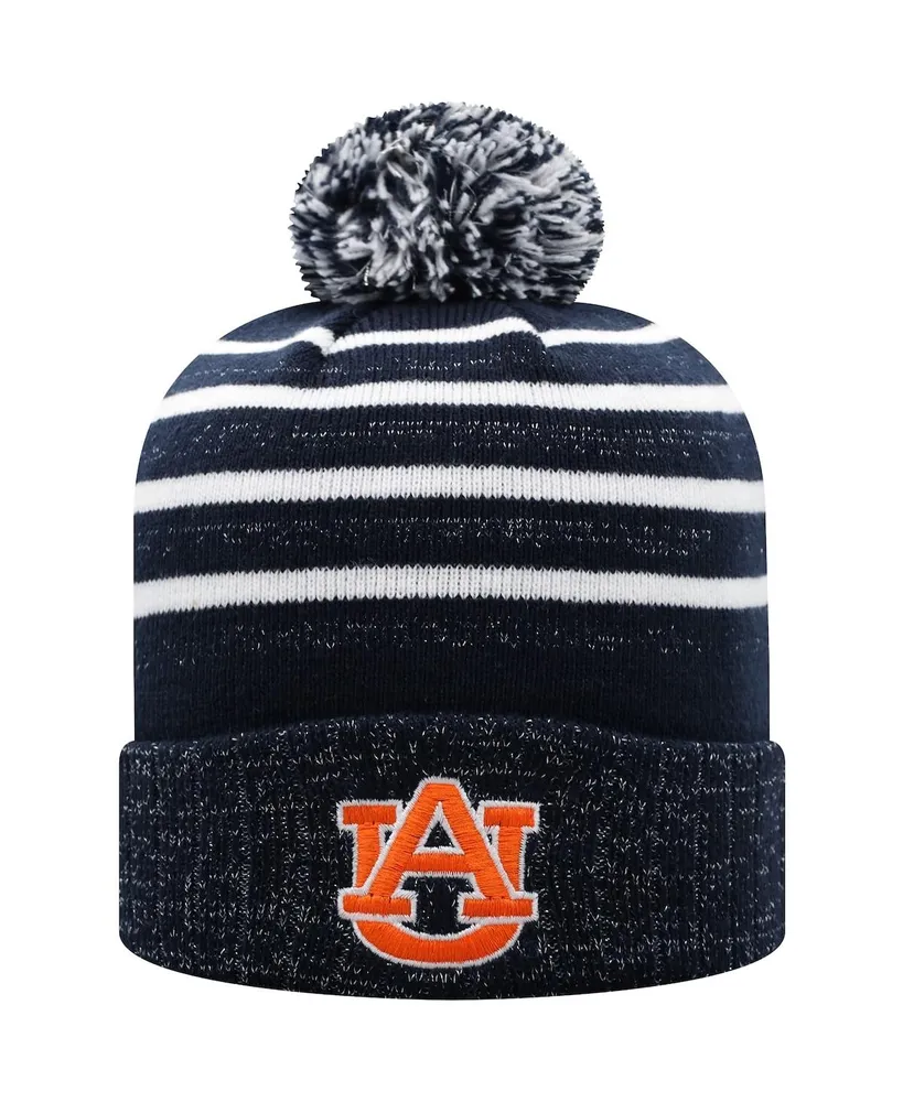 Women's Navy Auburn Tigers Shimmering Cuffed Knit Hat with Pom