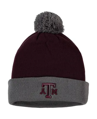 Men's Maroon and Gray Texas A&M Aggies Core 2-Tone Cuffed Knit Hat with Pom