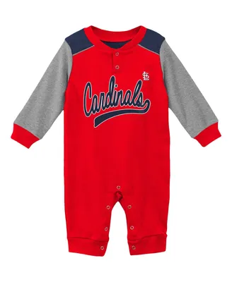 Newborn and Infant Boys and Girls Red, Heathered Gray St. Louis Cardinals Scrimmage Long Sleeve Jumper