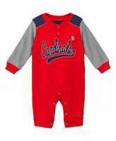 Newborn and Infant Boys Girls Red, Heathered Gray St. Louis Cardinals Scrimmage Long Sleeve Jumper