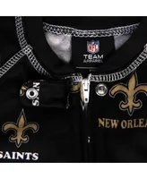 New Orleans Saints Unisex Toddler Piped Raglan Full Zip Coverall - Black