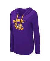 Women's Colosseum Purple Lsu Tigers My Lover Lightweight Hooded Long Sleeve T-shirt