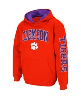 Big Boys Orange Clemson Tigers 2-Hit Team Pullover Hoodie