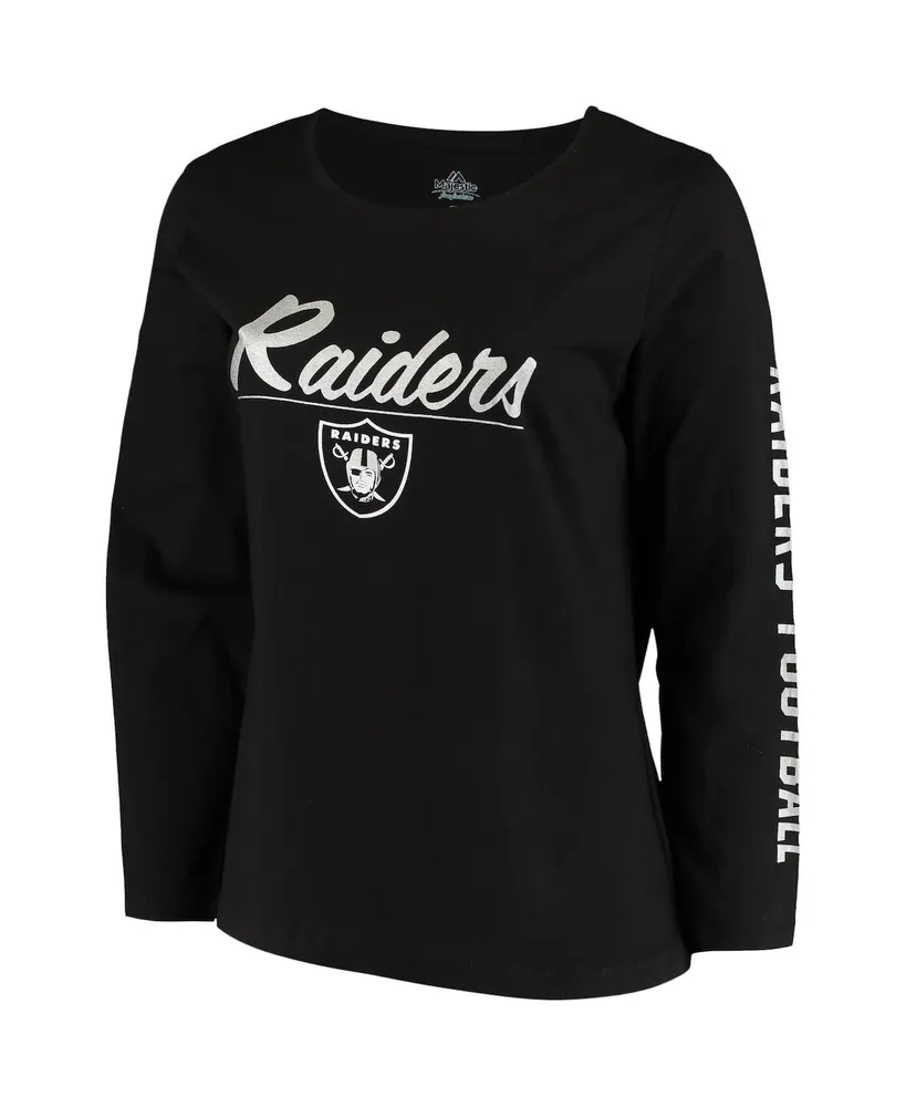 Women's Black Las Vegas Raiders Plus Size Team Logo Long Sleeve T-shirt