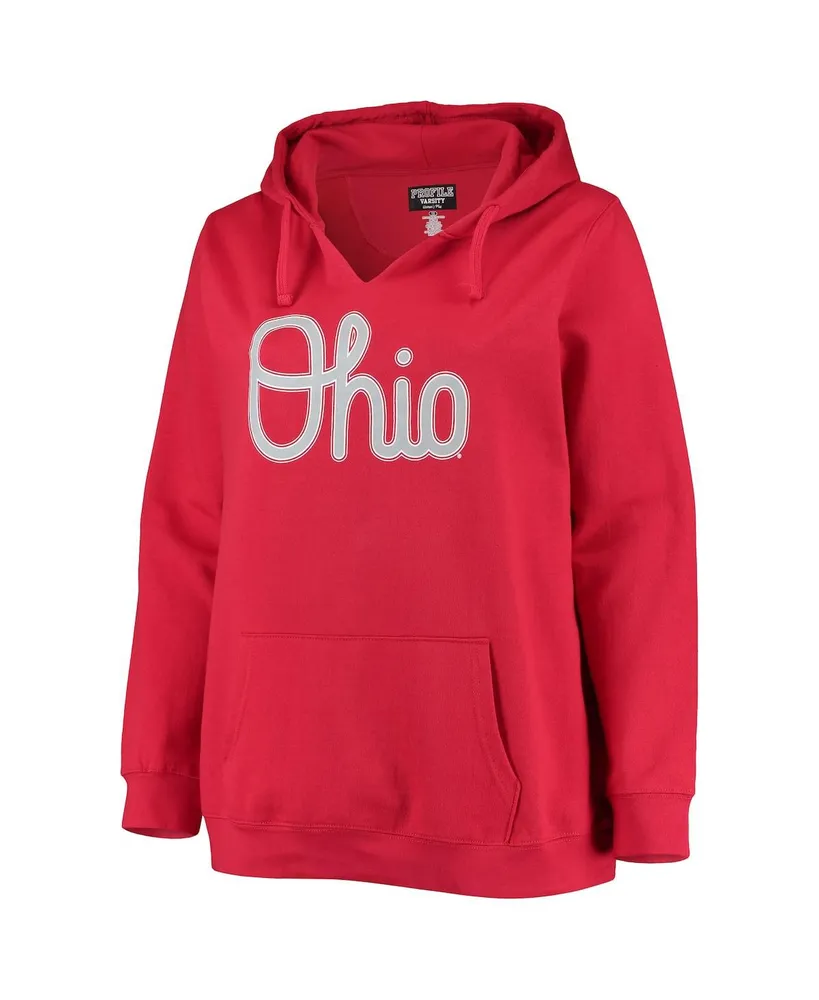 Women's Scarlet Ohio State Buckeyes Plus Notch Neck Team Pullover Hoodie