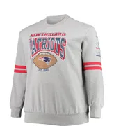 Men's Heathered Gray New England Patriots Big and Tall Allover Print Pullover Sweatshirt