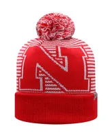 Men's Scarlet Nebraska Huskers Line Up Cuffed Knit Hat with Pom