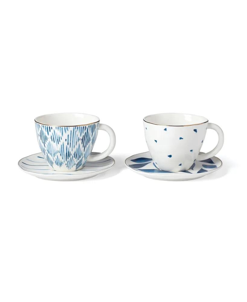 Blue Bay 4-Piece Teacup Saucer Set