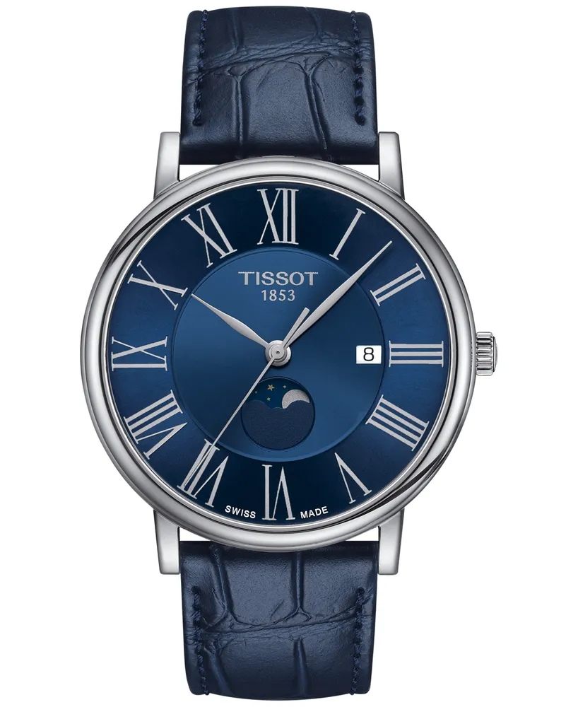 Tissot Men's Carson Premium Gent Moonphase Blue Leather Strap Watch 40mm