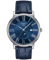 Tissot Men's Carson Premium Gent Moonphase Blue Leather Strap Watch 40mm