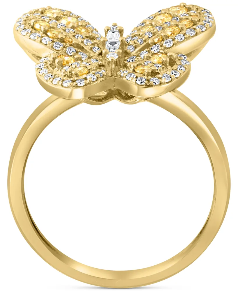 Effy Yellow Diamond (1/3 ct. t.w.) & White Diamond (1/3 ct. t.w.) Butterfly Ring in 14k Gold
