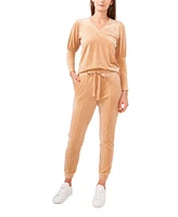 1.state Women's Velour Drawstring Waist Pull on Pants