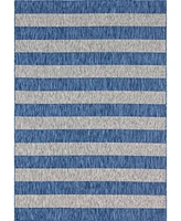 Bayshore Home Outdoor Banded Distressed Stripe 8' x 11'4" Area Rug