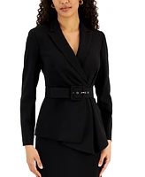 Tahari Asl Belted Wrap Skirt Suit