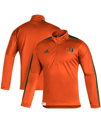 Men's adidas Orange Miami Hurricanes 2021 Sideline Quarter-Zip Jacket