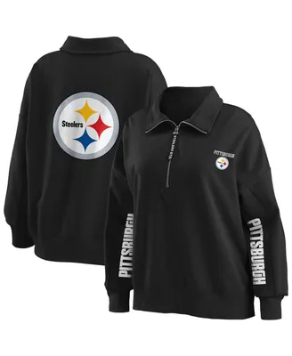 Women's Wear by Erin Andrews Black Pittsburgh Steelers Half-Zip Sweatshirt