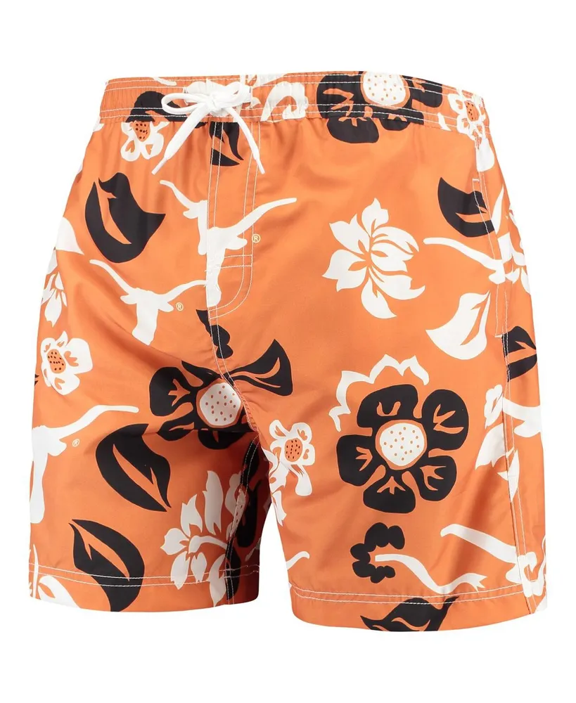 Men's Wes & Willy Texas Orange Longhorns Floral Volley Logo Swim Trunks