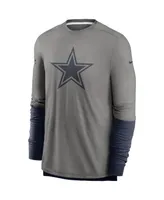 Men's Nike Heathered Gray, Navy Dallas Cowboys Sideline Player Performance Long Sleeve T-shirt