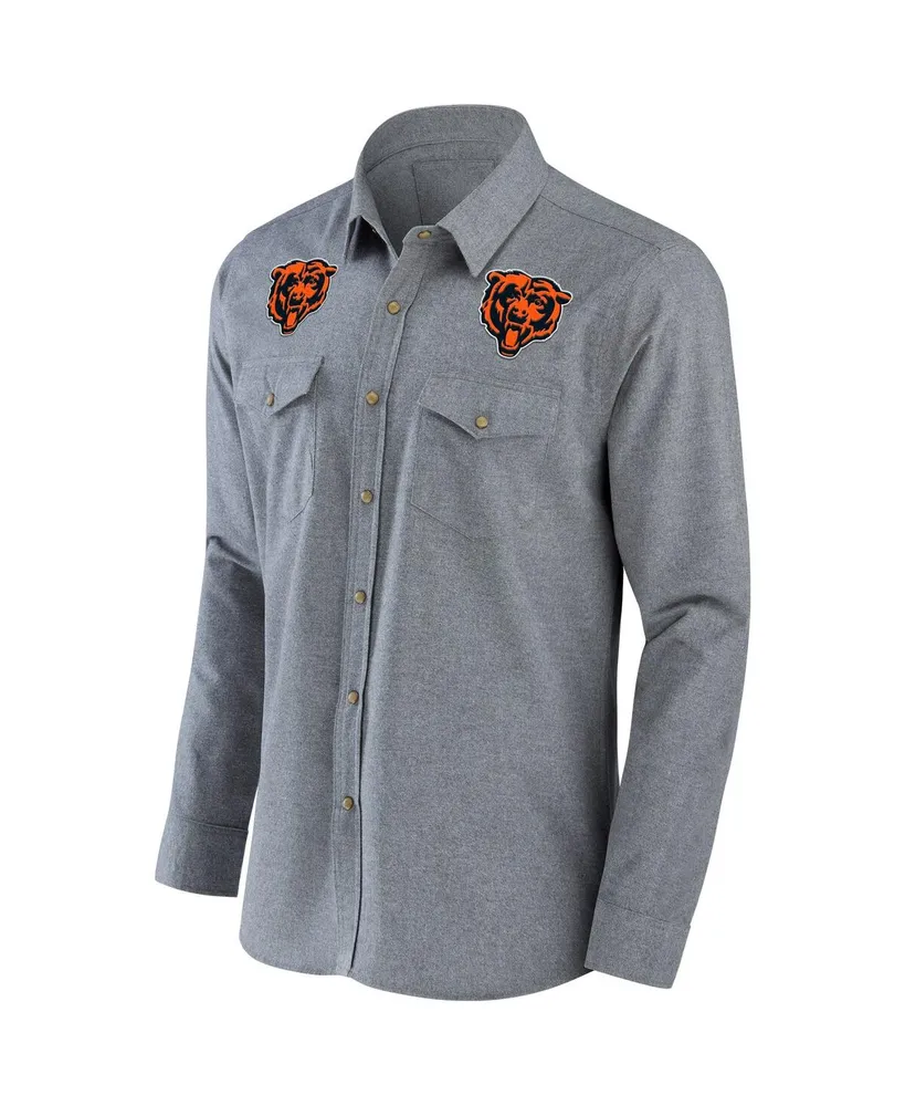 Men's Nfl x Darius Rucker Collection by Fanatics Gray Chicago Bears Chambray Button-Up Long Sleeve Shirt