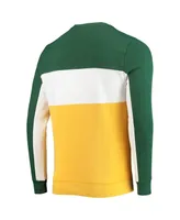 Men's Junk Food Green and Gold-Tone Bay Packers Color Block Pullover Sweatshirt - Green, Gold