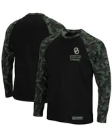 Men's Colosseum Black Oklahoma Sooners Oht Military-Inspired Appreciation Camo Raglan Long Sleeve T-shirt