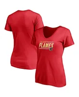 Women's Fanatics Red Calgary Flames Plus Size Mascot In Bounds V-Neck T-shirt