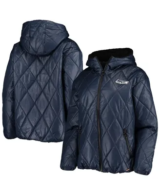 Women's Msx by Michael Strahan College Navy Seattle Seahawks Charlotte Full-Zip Hoodie Puffer Jacket