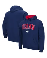 Men's Colosseum Navy UConn Huskies Arch and Logo 3.0 Pullover Hoodie