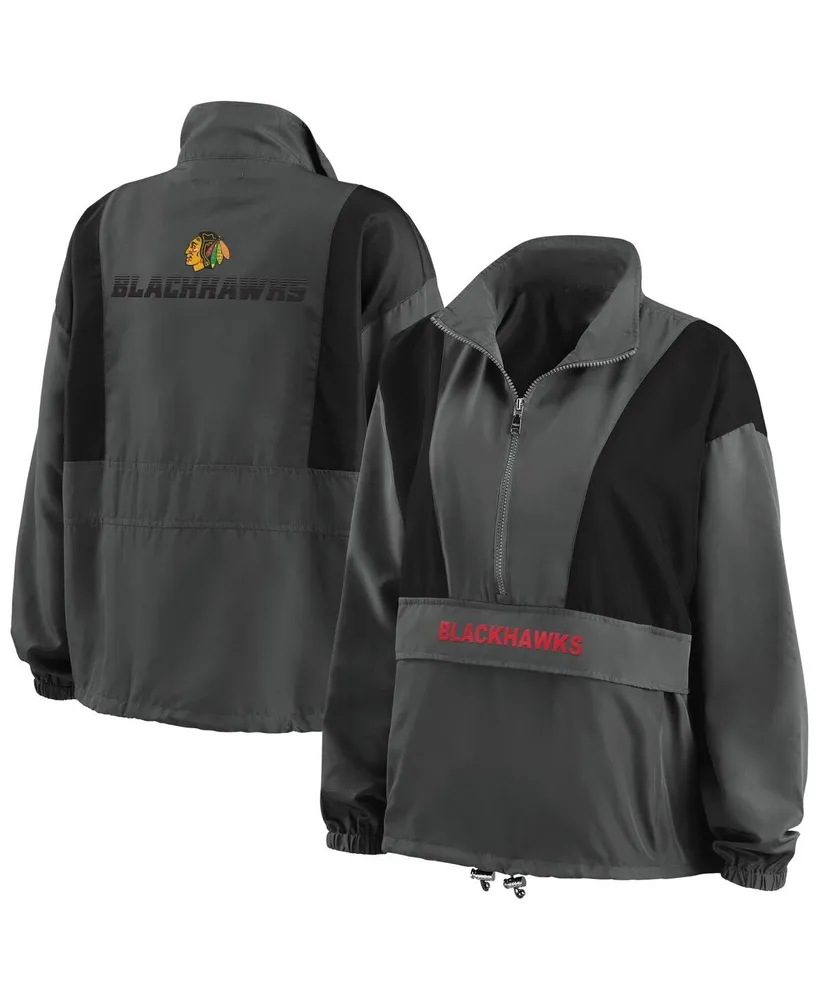 Women's Wear by Erin Andrews Charcoal Chicago Blackhawks Popover Packable Half-Zip Jacket