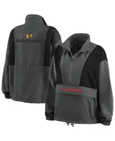 Women's Wear by Erin Andrews Charcoal Chicago Blackhawks Popover Packable Half-Zip Jacket