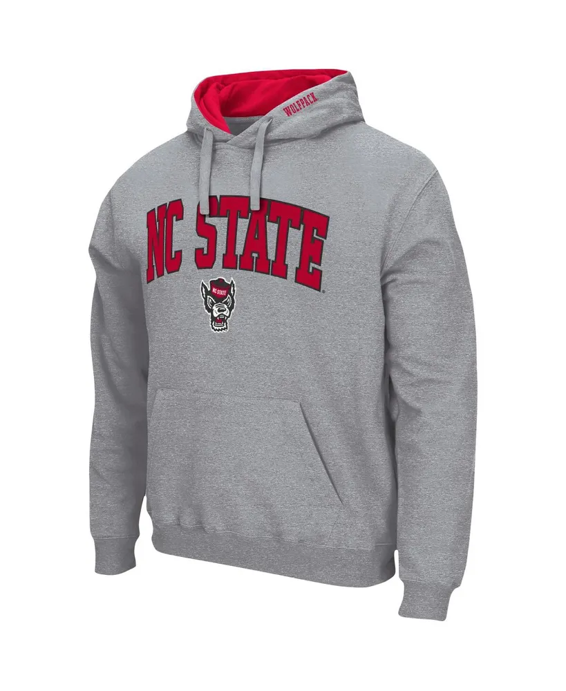 Men's Colosseum Heathered Gray Nc State Wolfpack Arch and Logo 3.0 Pullover Hoodie