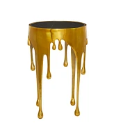 Rosemary Lane Aluminum Drip Accent Table with Melting Design and Shaded Glass Top, 16" x 16" x 25"