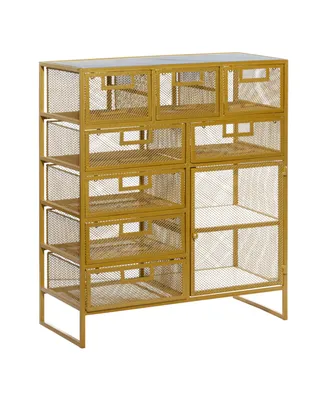 Metal Contemporary Storage Unit - Gold