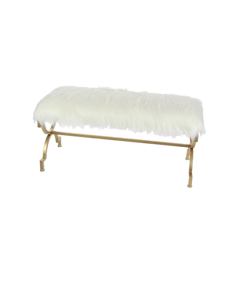 Faux Fur and Metal Contemporary Bench