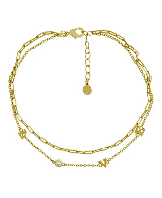 And Now This Love Double Chain Anklet in Gold Plate