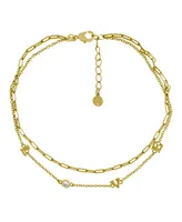 And Now This Love Double Chain Anklet in Gold Plate