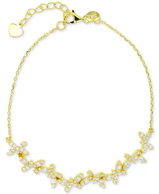 Cubic Zirconia Butterfly Chain Bracelet 14k Gold-Plated Sterling Silver
