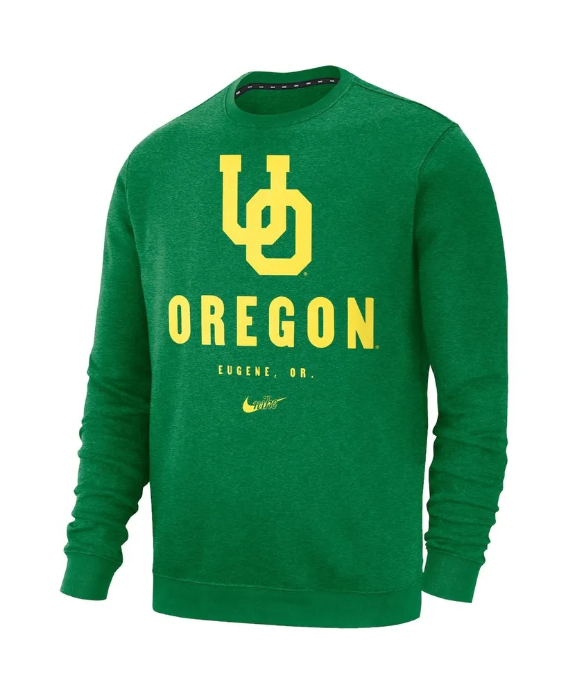 Men's Green Oregon Ducks Vault Stack Club Fleece Pullover Sweatshirt