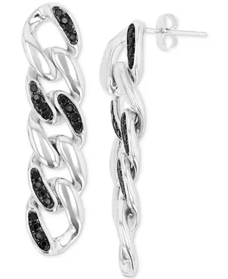 Black Spinel Chain Link Drop Earrings (1/2 ct. t.w.) in Sterling Silver