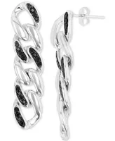 Black Spinel Chain Link Drop Earrings (1/2 ct. t.w.) in Sterling Silver