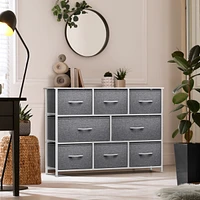 Sorbus 8 Drawers Wide Dresser - Organizer Unit with Steel Frame Wood Top and handle