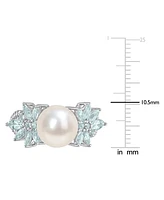 Cultured Freshwater Pearl (9mm), Sapphire (1-5/8 ct. t.w.) & Diamond (1/8 14k White Gold (Also Aquamarine)