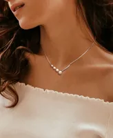 Cultured Freshwater Pearl (4 - 7-1/2mm) & Lab-Created White Sapphire (1/3 ct. t.w.) 18" Statement Necklace in Sterling Silver