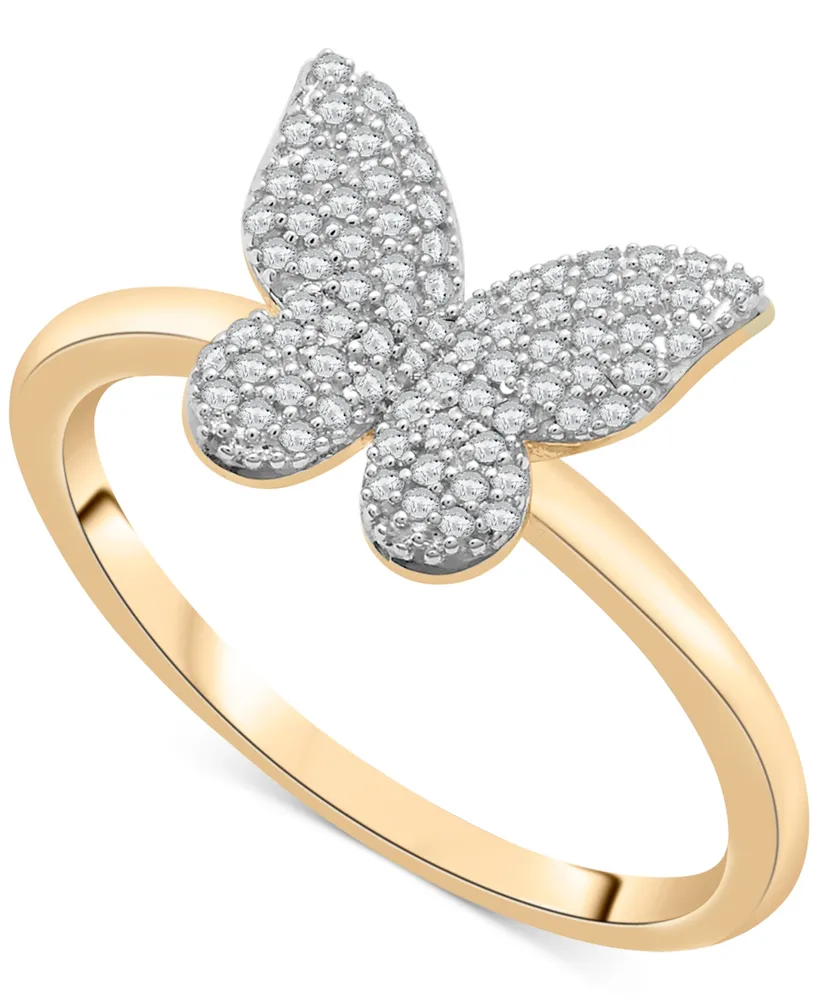 Wrapped Diamond Butterfly Ring (1/6 ct. t.w.) 14k Gold, Created for Macy's (Also Available Black Diamond)