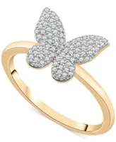 Wrapped Diamond Butterfly Ring (1/6 ct. t.w.) 14k Gold, Created for Macy's (Also Available Black Diamond)